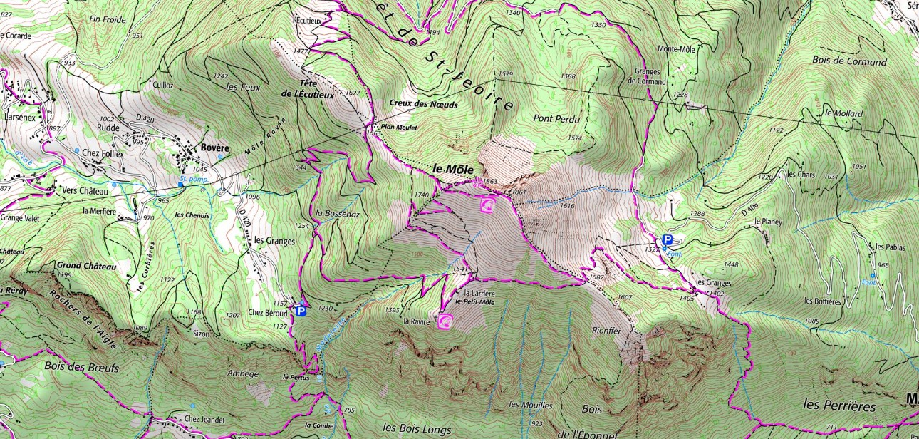 Trail Saint Jeoire Trail Festival 1 Carte IGN du Mole à Saint Jeoire, premier défi du trail